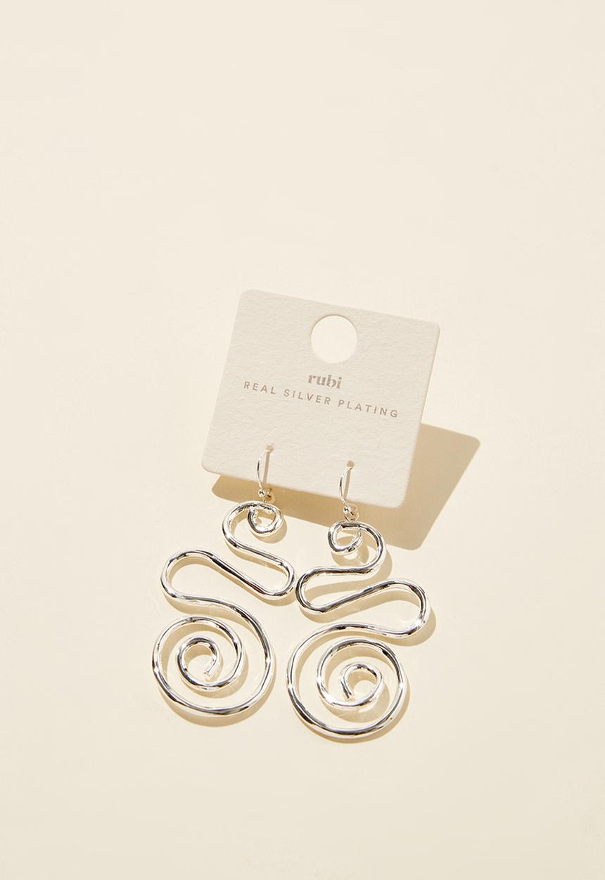 Rubi - Mid charm earring - sterling silver plated silver