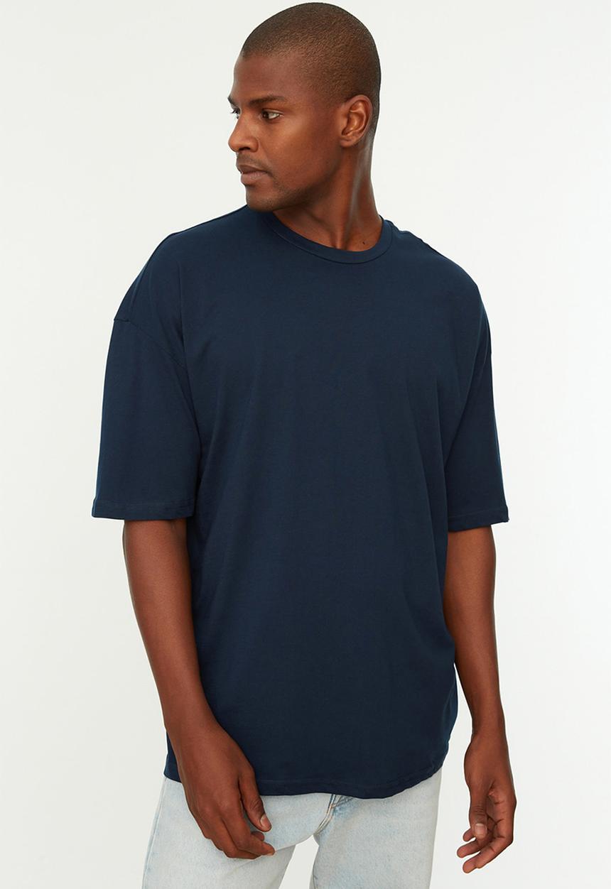 Trendyol - Oversized back logo graphic tee - navy
