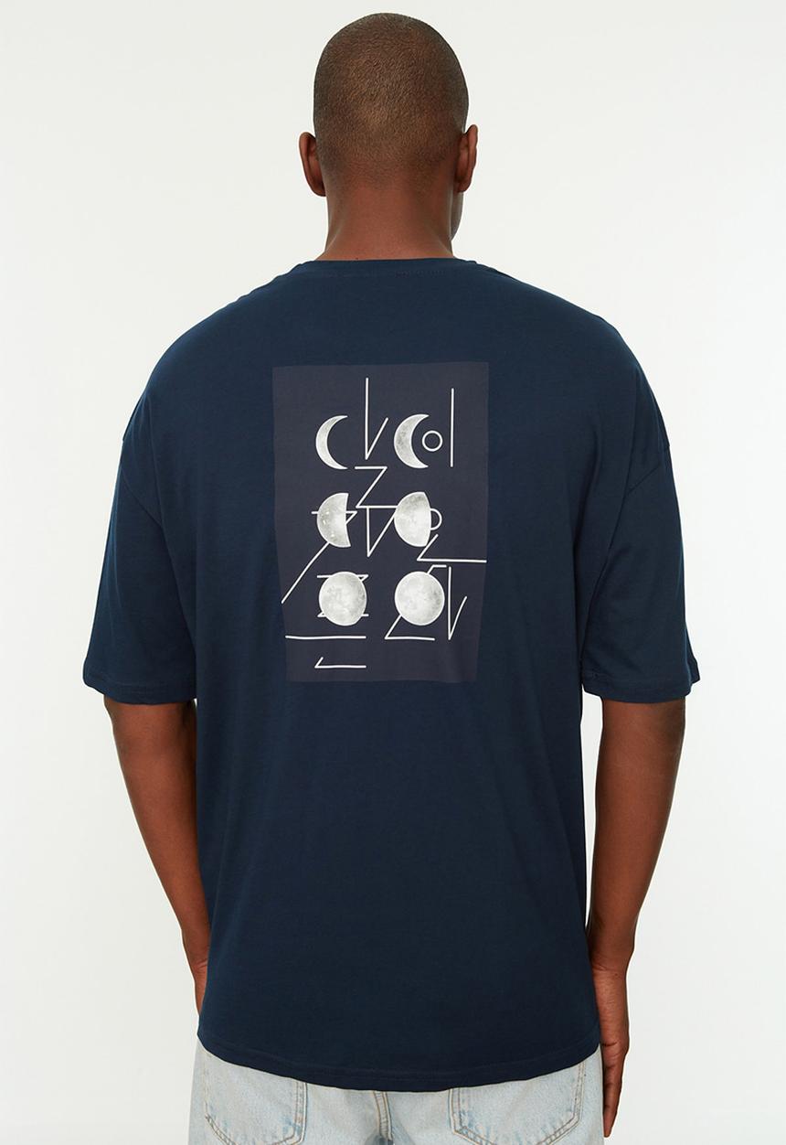 Trendyol - Oversized back logo graphic tee - navy