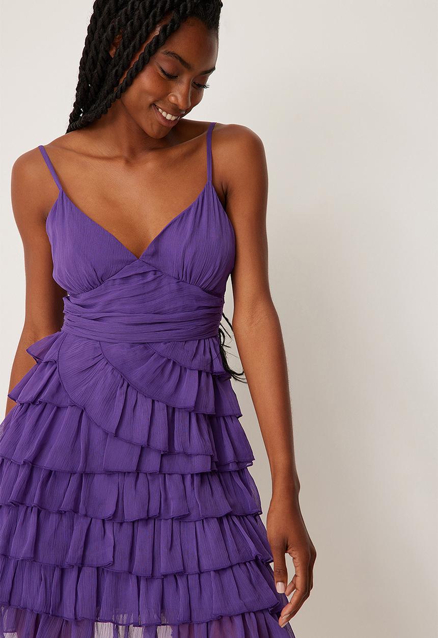 NA-KD - Bottom frill mini strap dress - dark purple