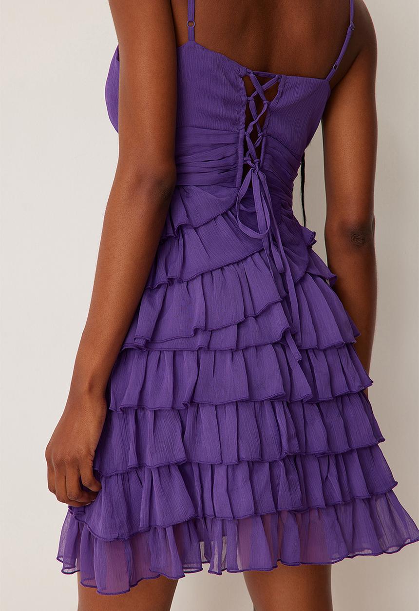 NA-KD - Bottom frill mini strap dress - dark purple