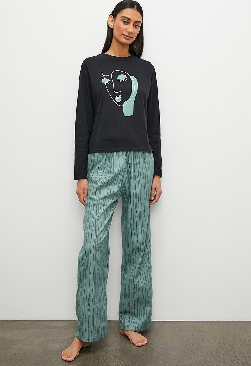 Superbalist - Ls top & flannel pants set - msr dk sage linear