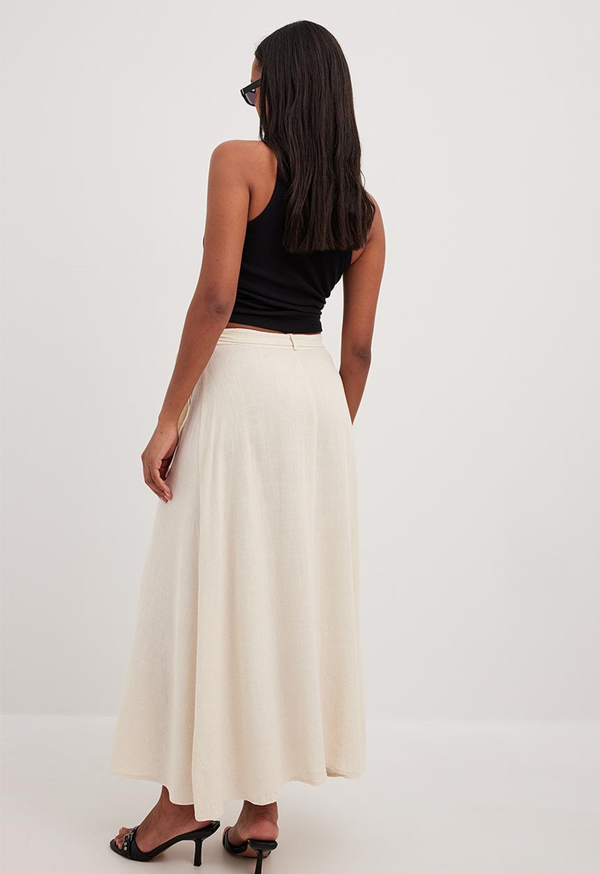 NA-KD - Linen blend midi wrap skirt - beige