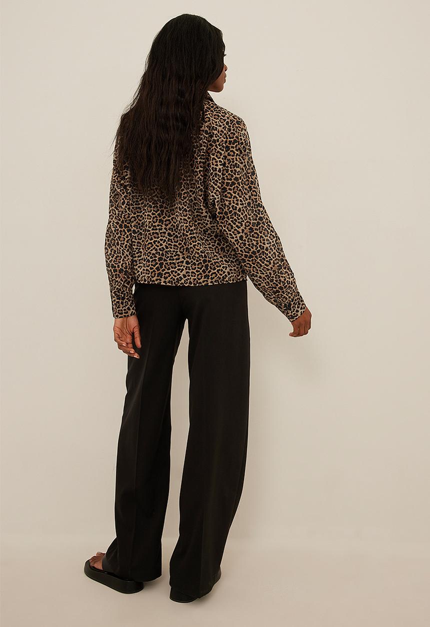 NA-KD - Long sleeve chiffon flowy shirt - leo