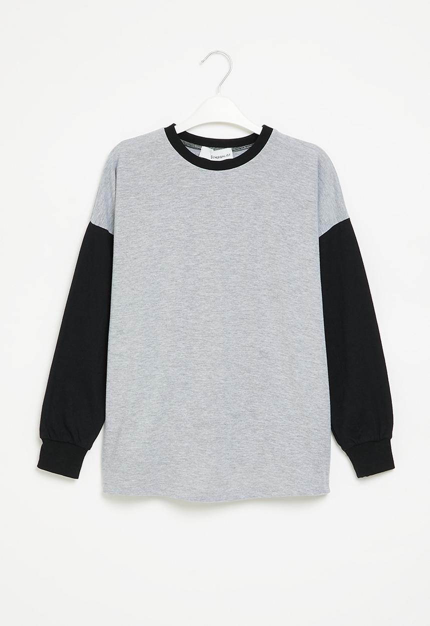 Superbalist - Boys colour block tee - grey/black