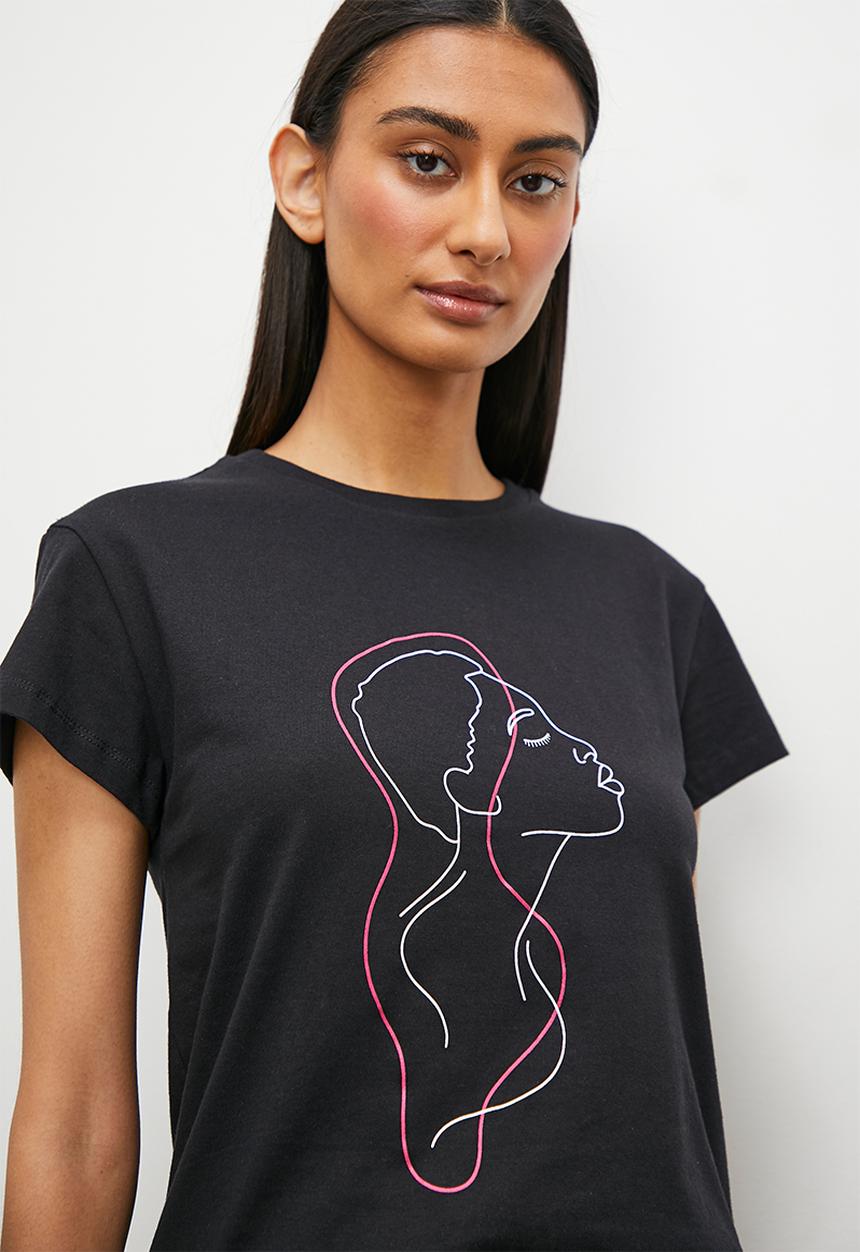 Superbalist - Ss placement print tee & aop woven print - black/pink based scribbles