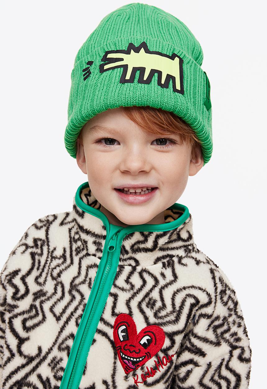 H&M - Keith Haring x H&M: Embroidered teddy zip-top sweatshirt - cream