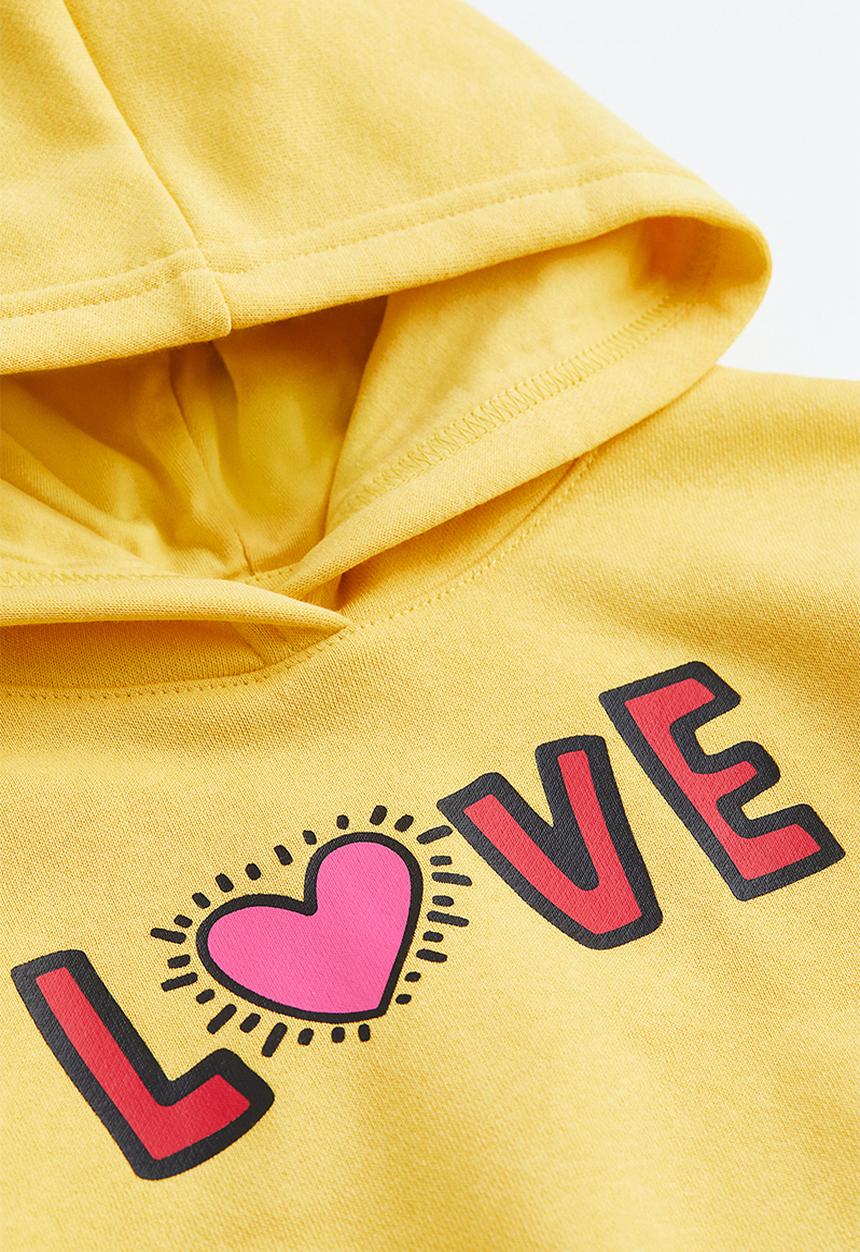 H&M - Keith Haring x H&M: Printed hoodie - yellow/keith haring