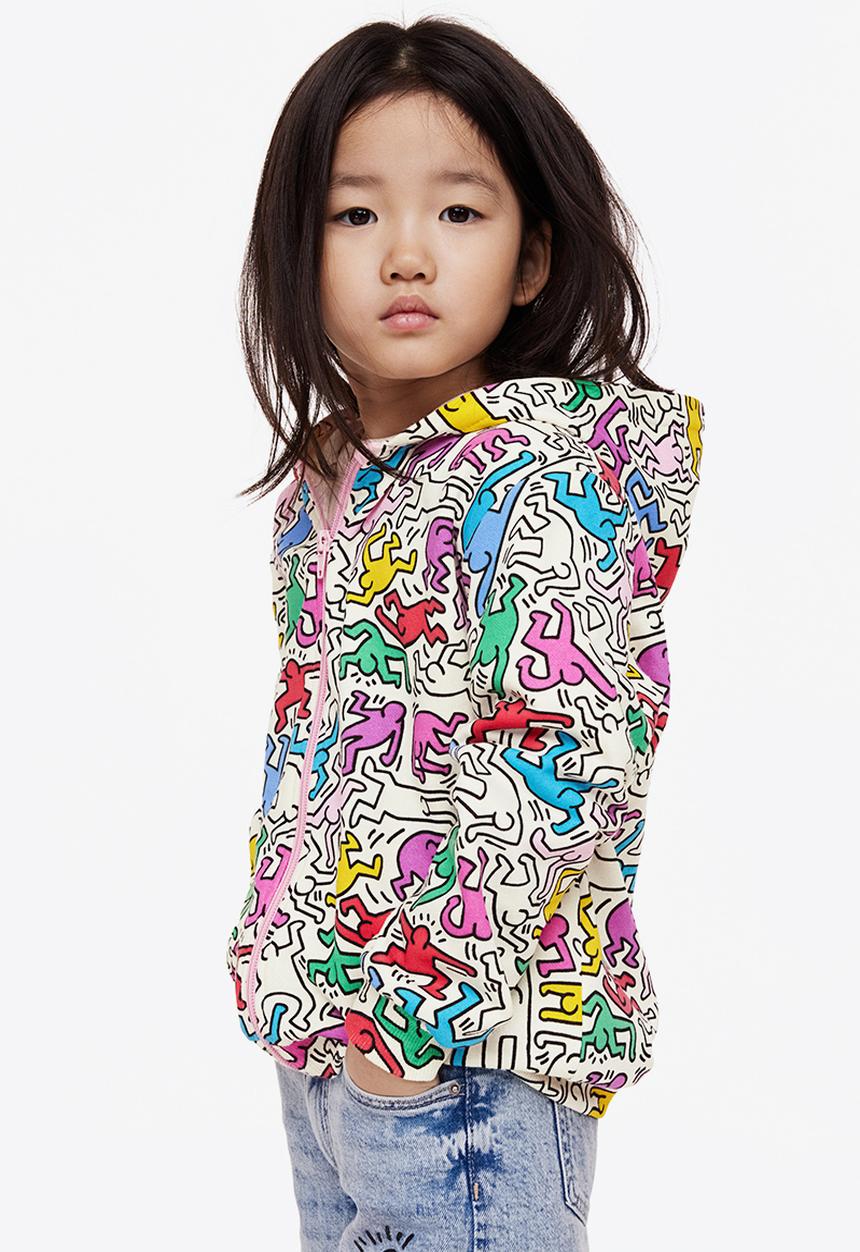 H&M - Keith Haring x H&M: Patterned zip-through hoodie - white/keith haring