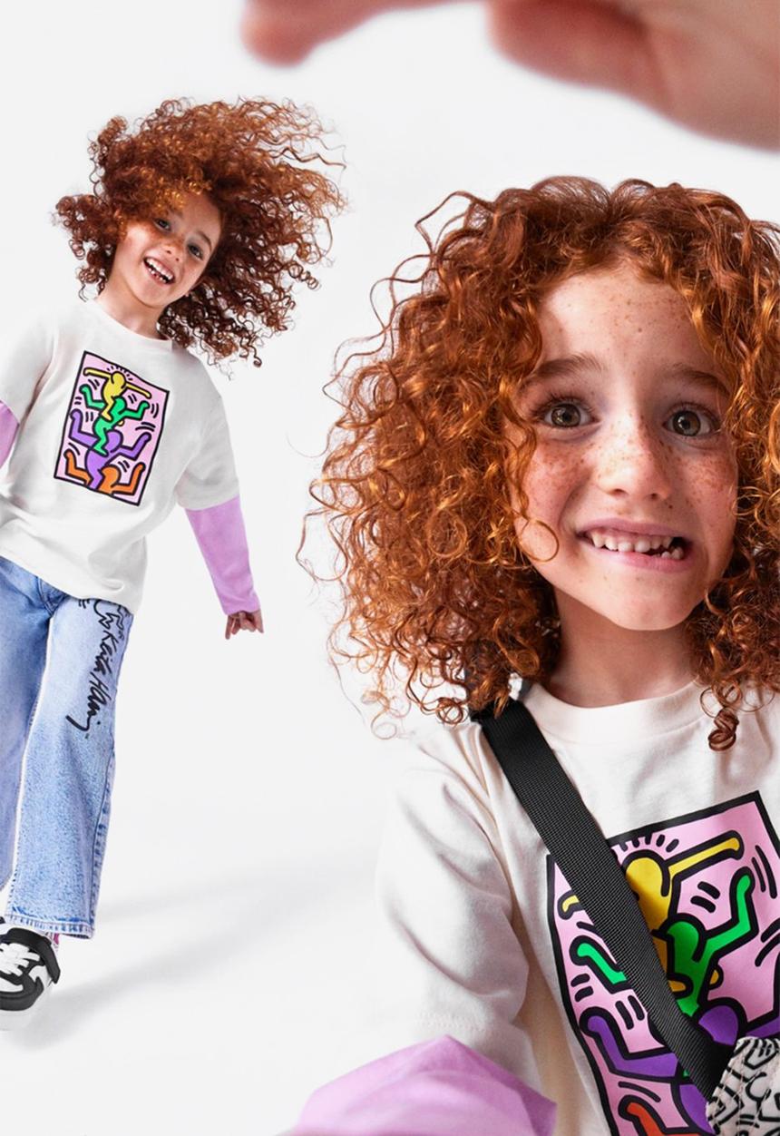 H&M - Keith Haring x H&M: Long-sleeved printed t-shirt - cream/keith haring