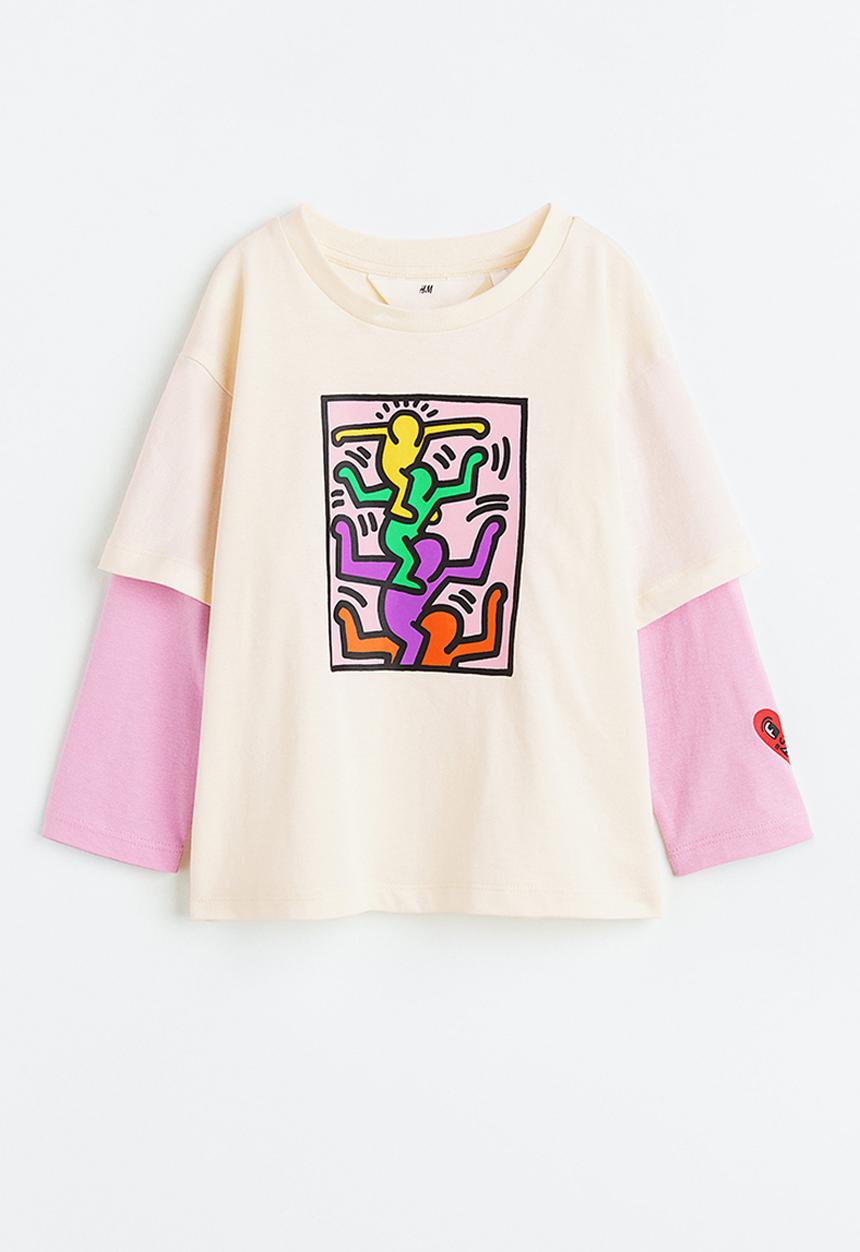 H&M - Keith Haring x H&M: Long-sleeved printed t-shirt - cream/keith haring