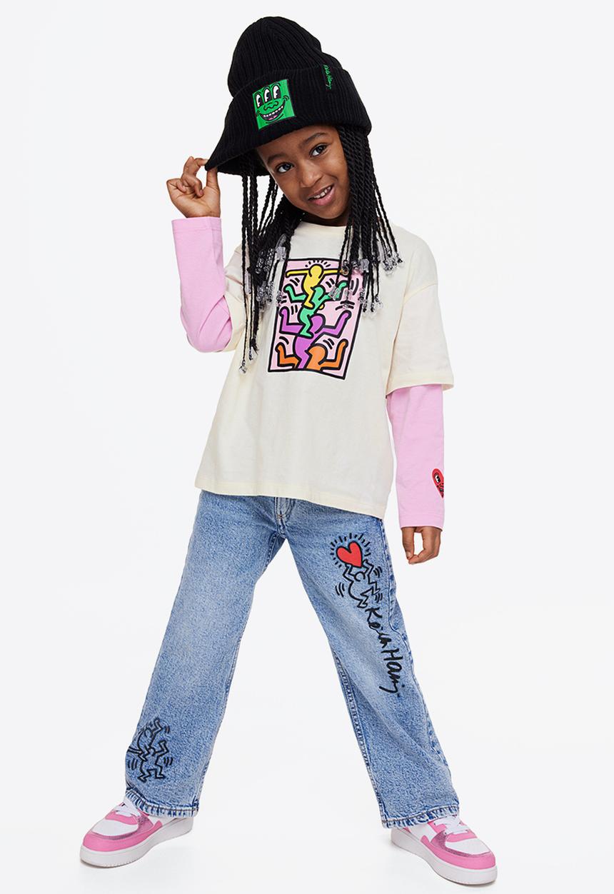 H&M - Keith Haring x H&M: Long-sleeved printed t-shirt - cream/keith haring
