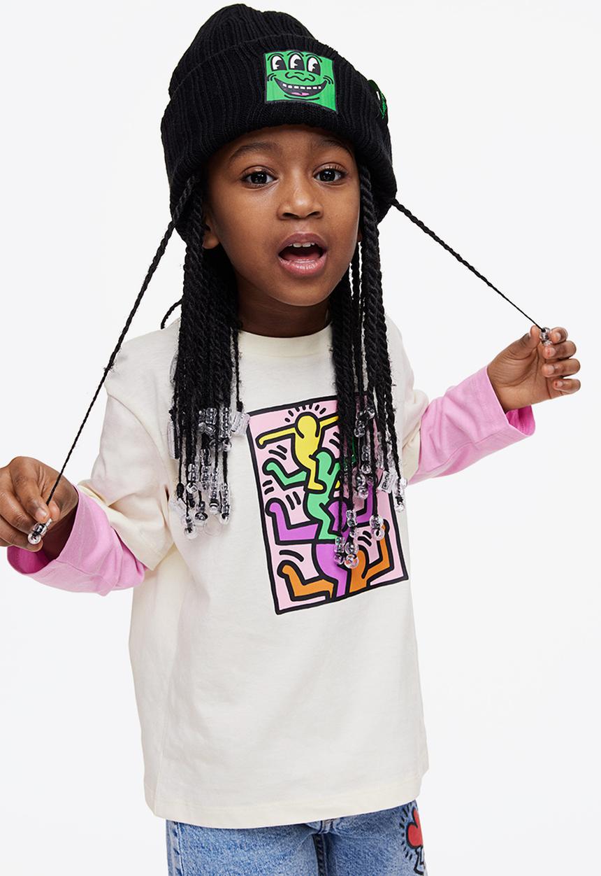 H&M - Keith Haring x H&M: Long-sleeved printed t-shirt - cream/keith haring
