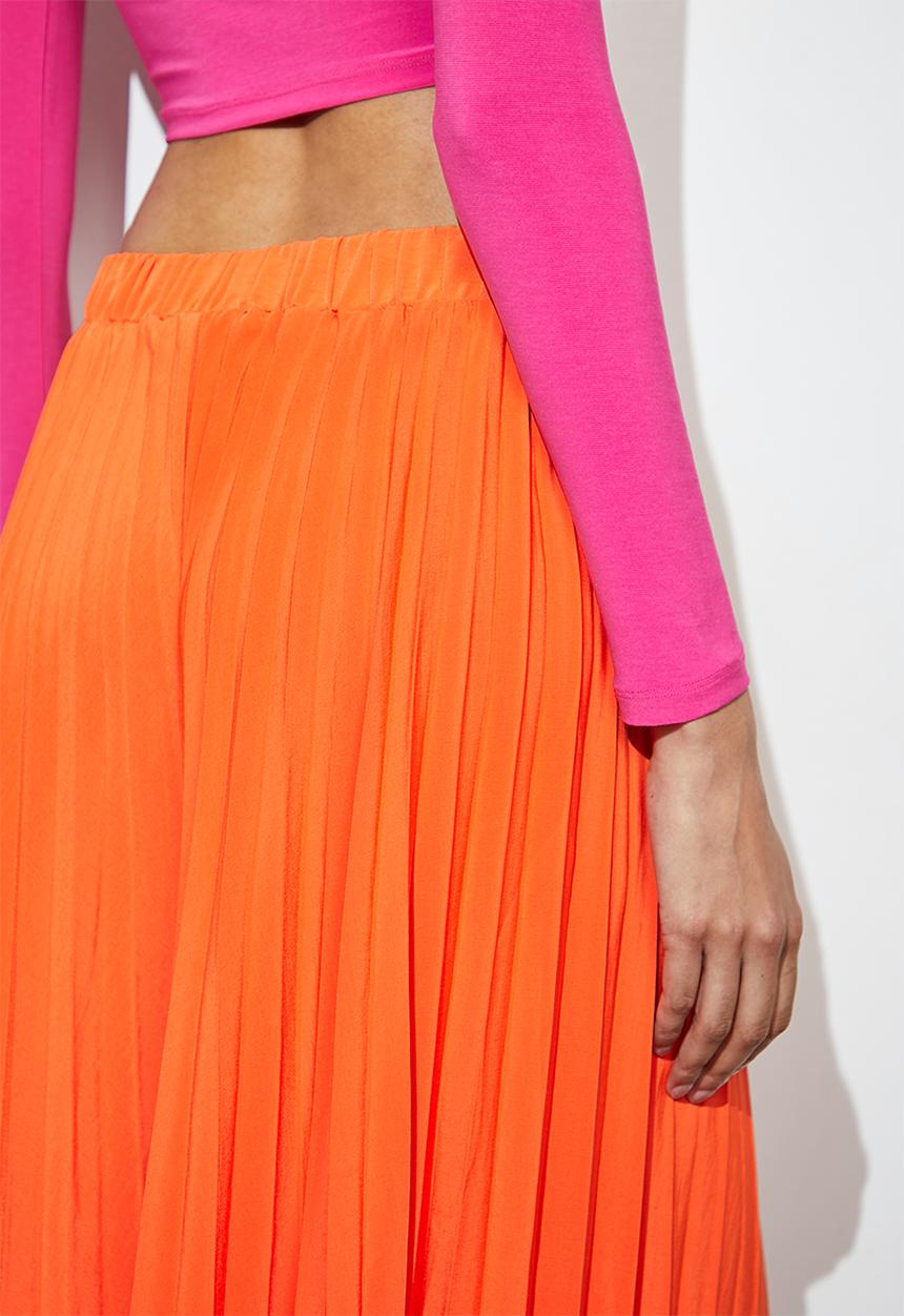 VELVET - Pleated palazzo pant - red orange