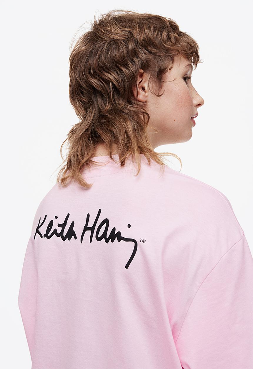 H&M - Keith Haring x H&M: Oversized long-sleeved t-shirt - light pink