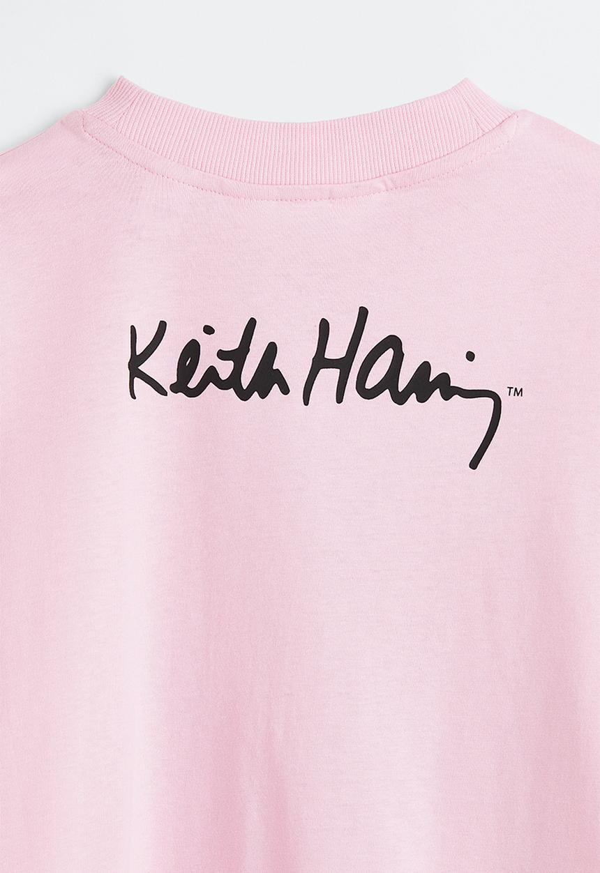 H&M - Keith Haring x H&M: Oversized long-sleeved t-shirt - light pink
