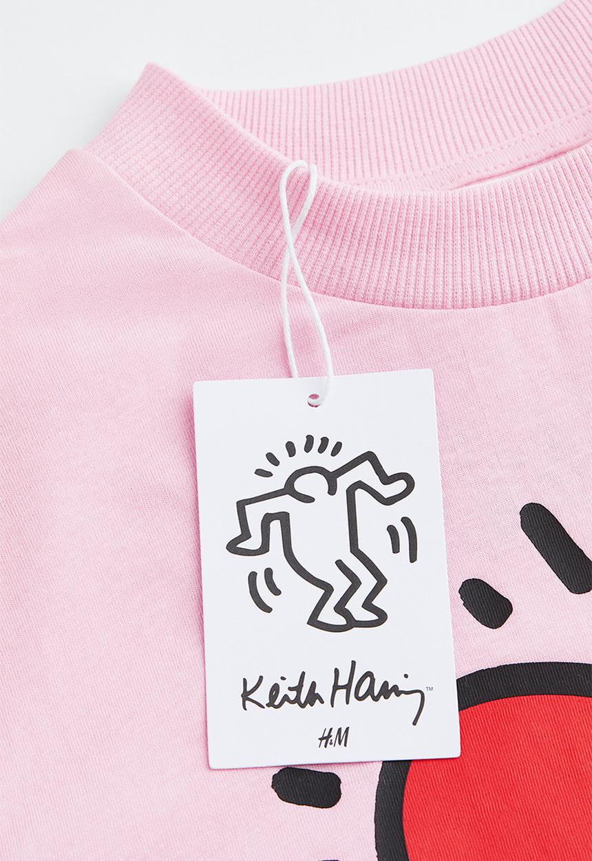 H&M - Keith Haring x H&M: Oversized long-sleeved t-shirt - light pink