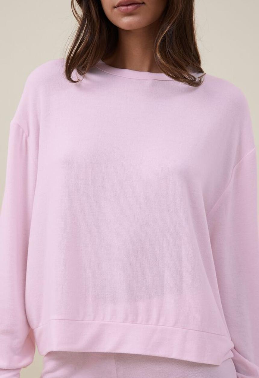 Cotton On - Super soft long sleeve crew - tender touch pink