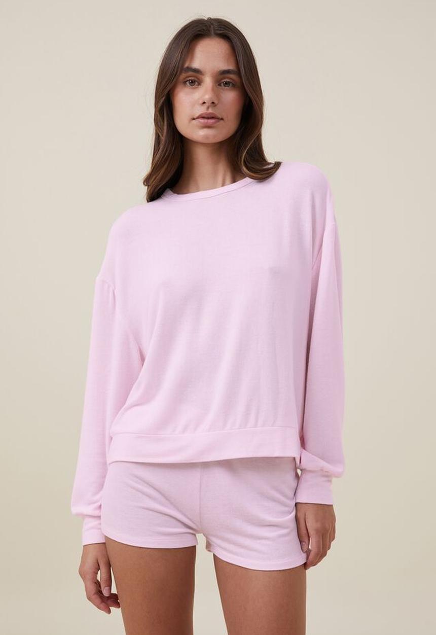 Cotton On - Super soft long sleeve crew - tender touch pink