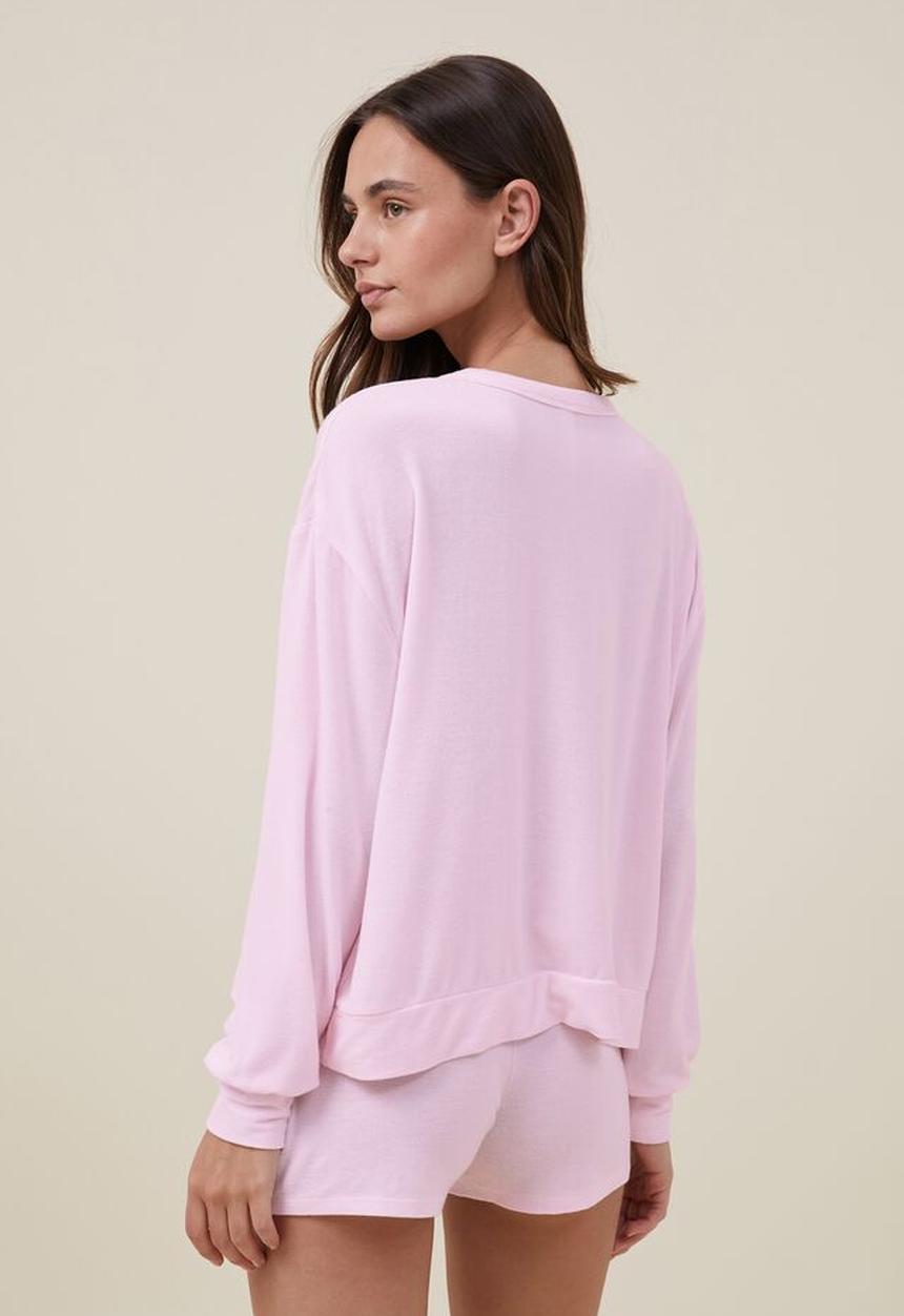 Cotton On - Super soft long sleeve crew - tender touch pink