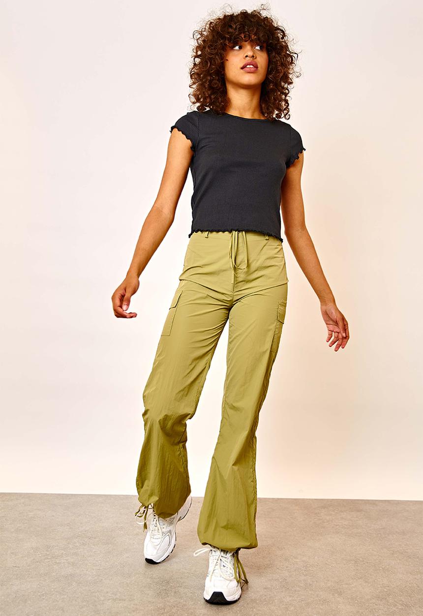 Daisy Street - Relaxed nylon trousers - khaki