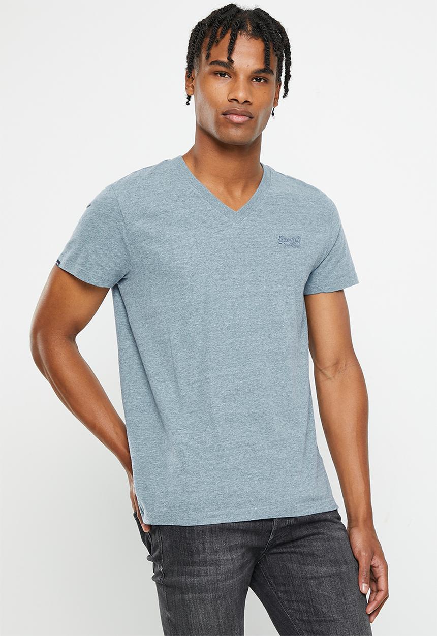 Superdry. - Vintage logo emb vee tee - desert sky blue grit
