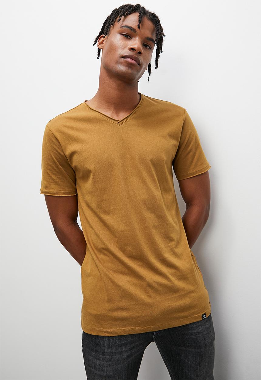 STYLE REPUBLIC - Jovi raw edge v neck tee - taupe