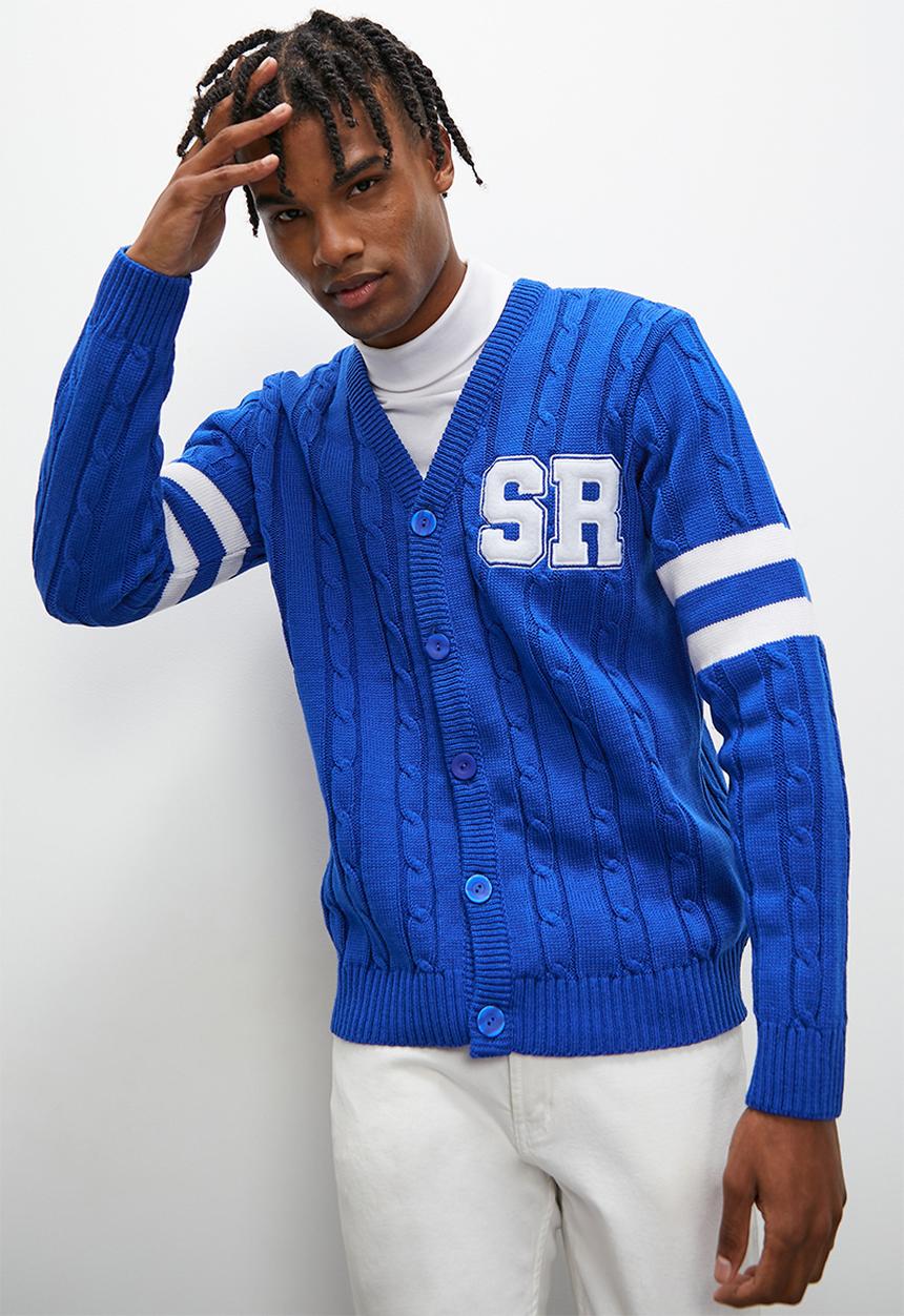 STYLE REPUBLIC - Oversized collegiate knit cardigan - cobalt