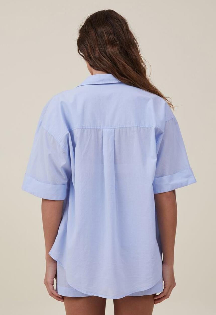 Cotton On - Boyfriend short sleeve shirt - clear sky