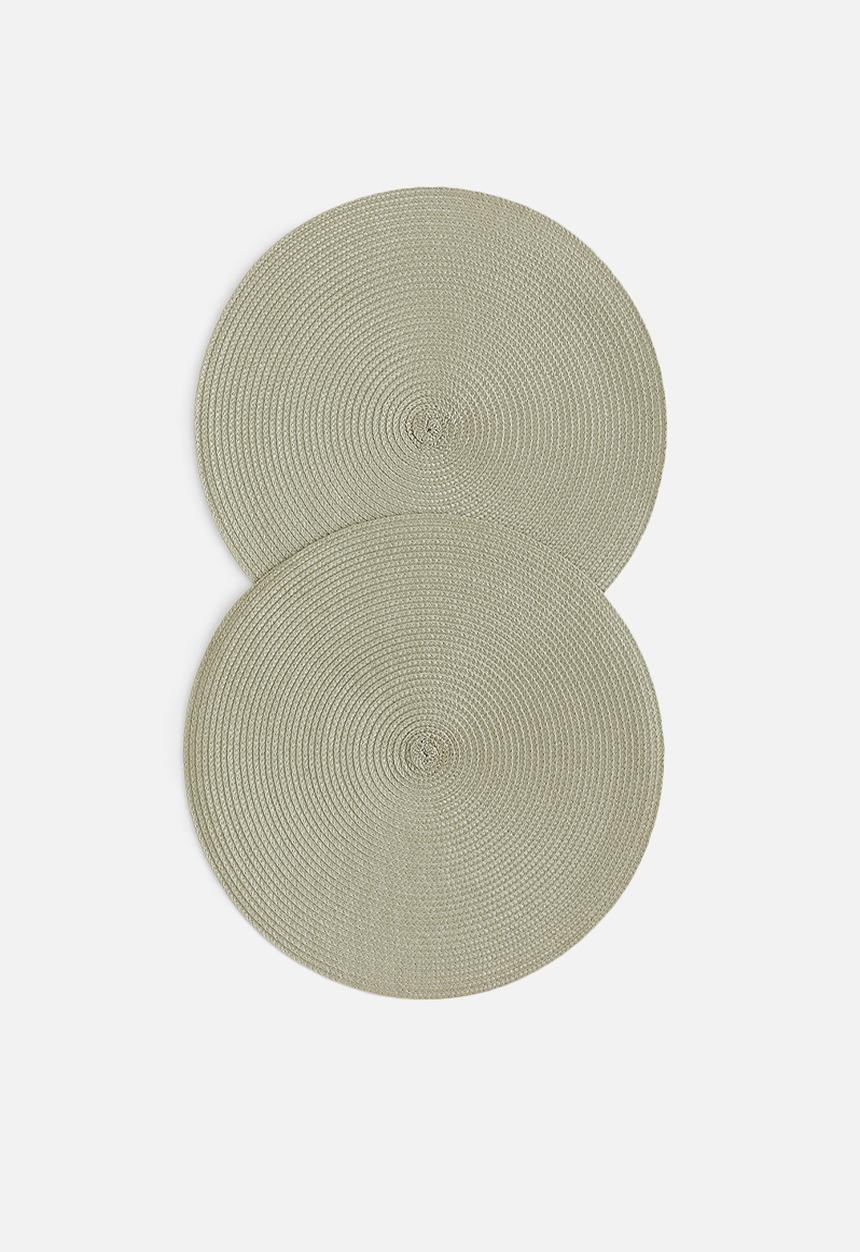 H&M - 2-pack round table mats - light khaki green