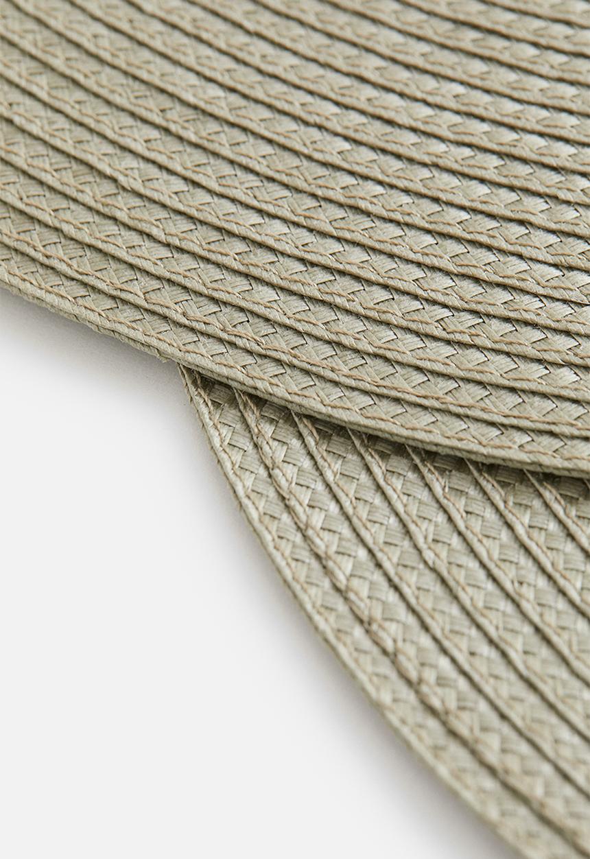 H&M - 2-pack round table mats - light khaki green
