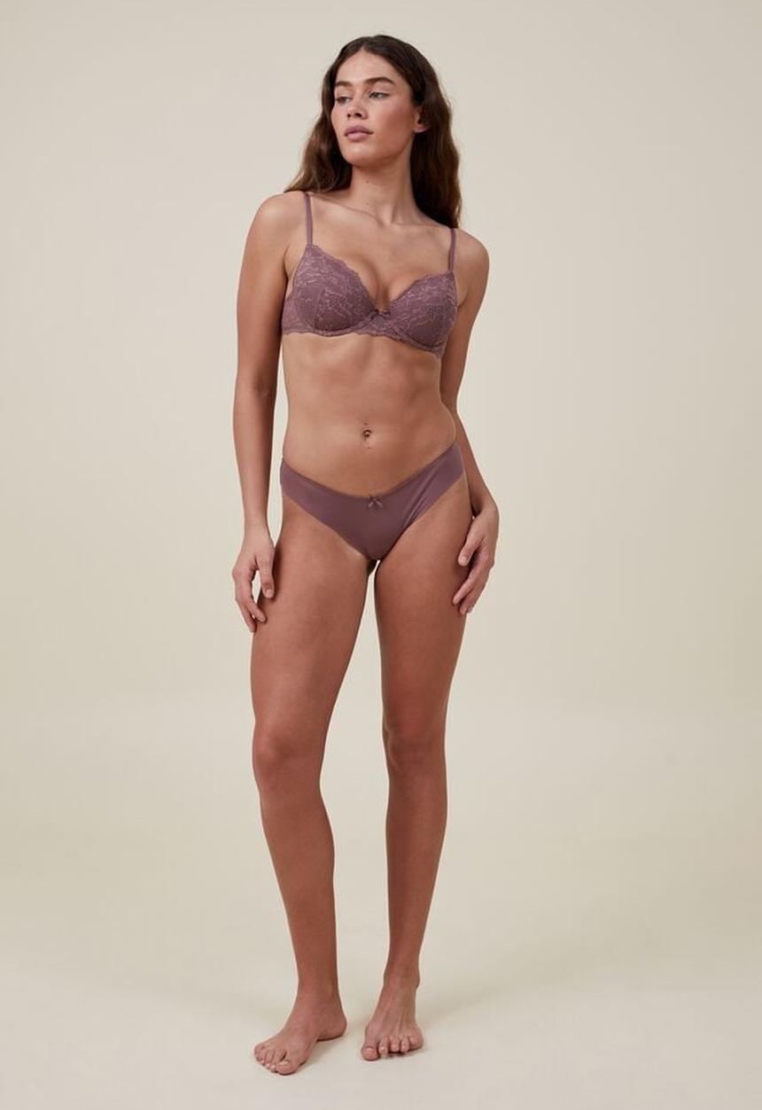 Cotton On - Everyday lace brasiliano brief - rose taupe