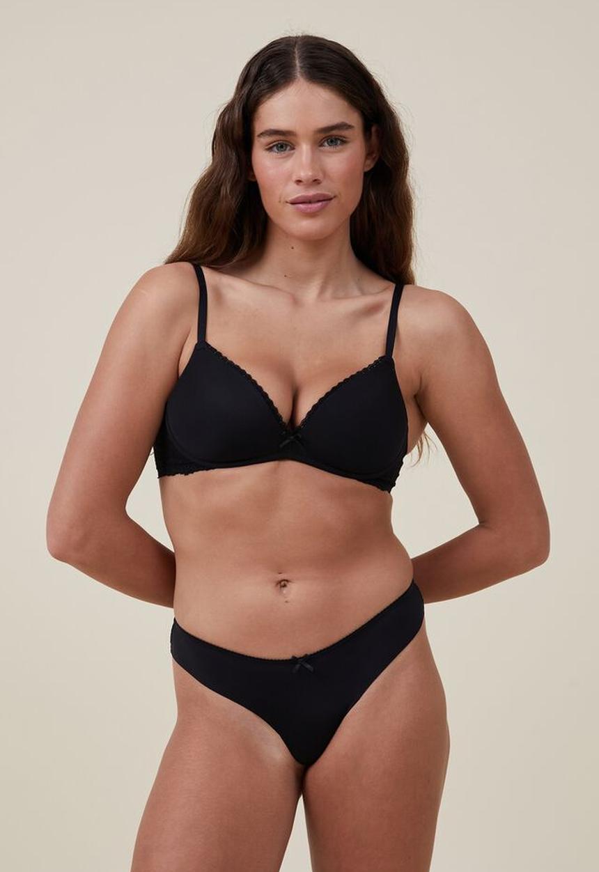 Cotton On - Everyday lace bikini brief - black