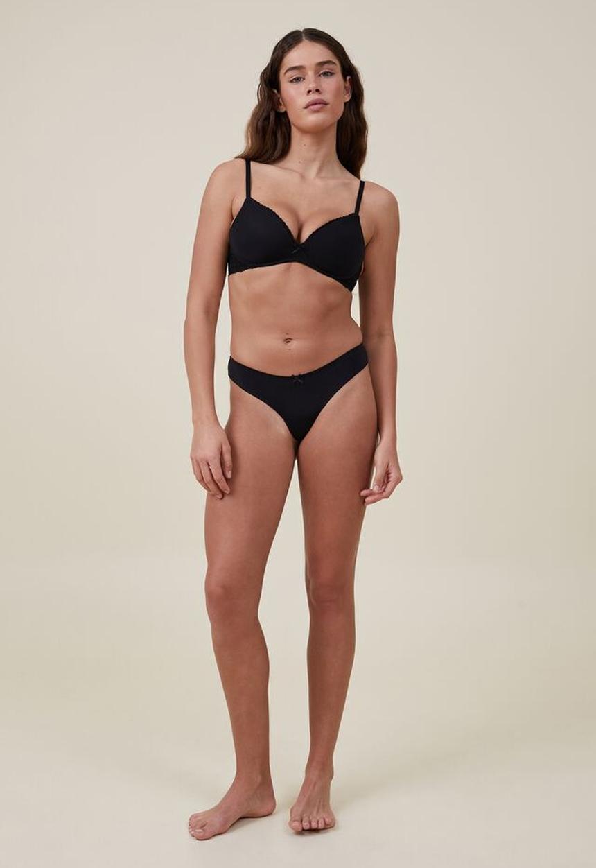 Cotton On - Everyday lace bikini brief - black