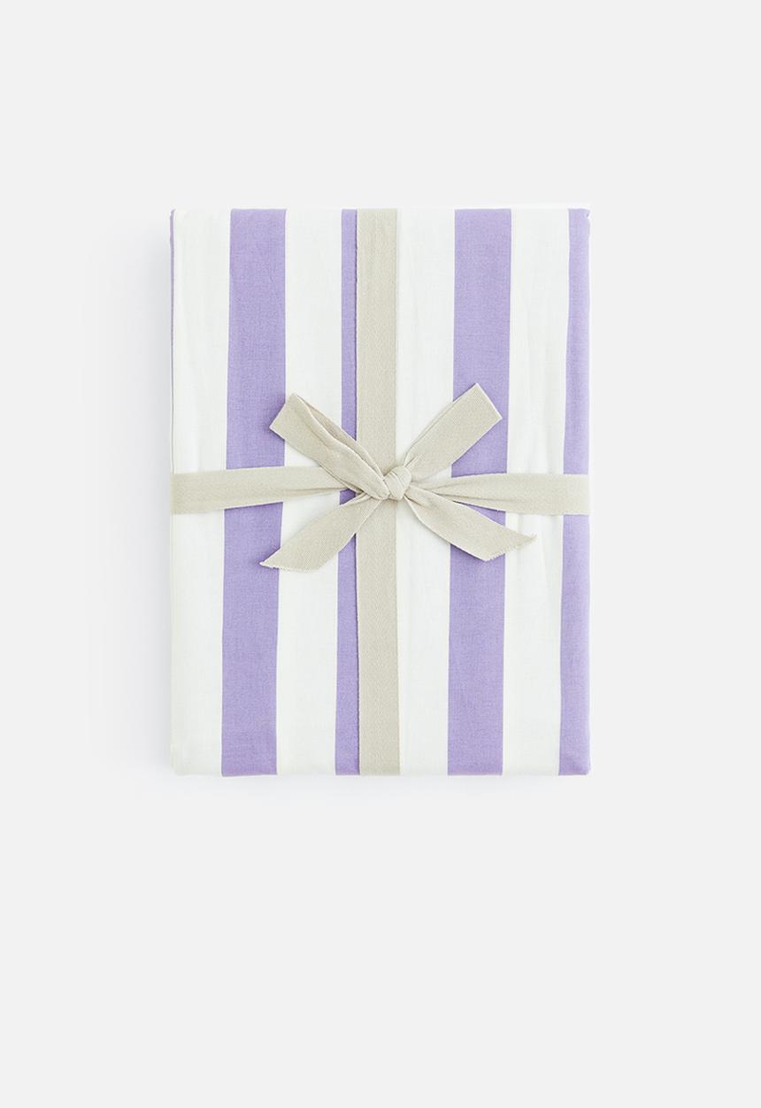 H&M - Striped double duvet cover set - light purple/striped