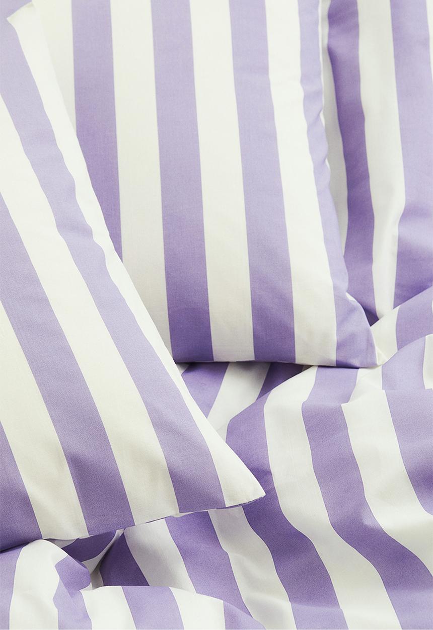 H&M - Striped double duvet cover set - light purple/striped