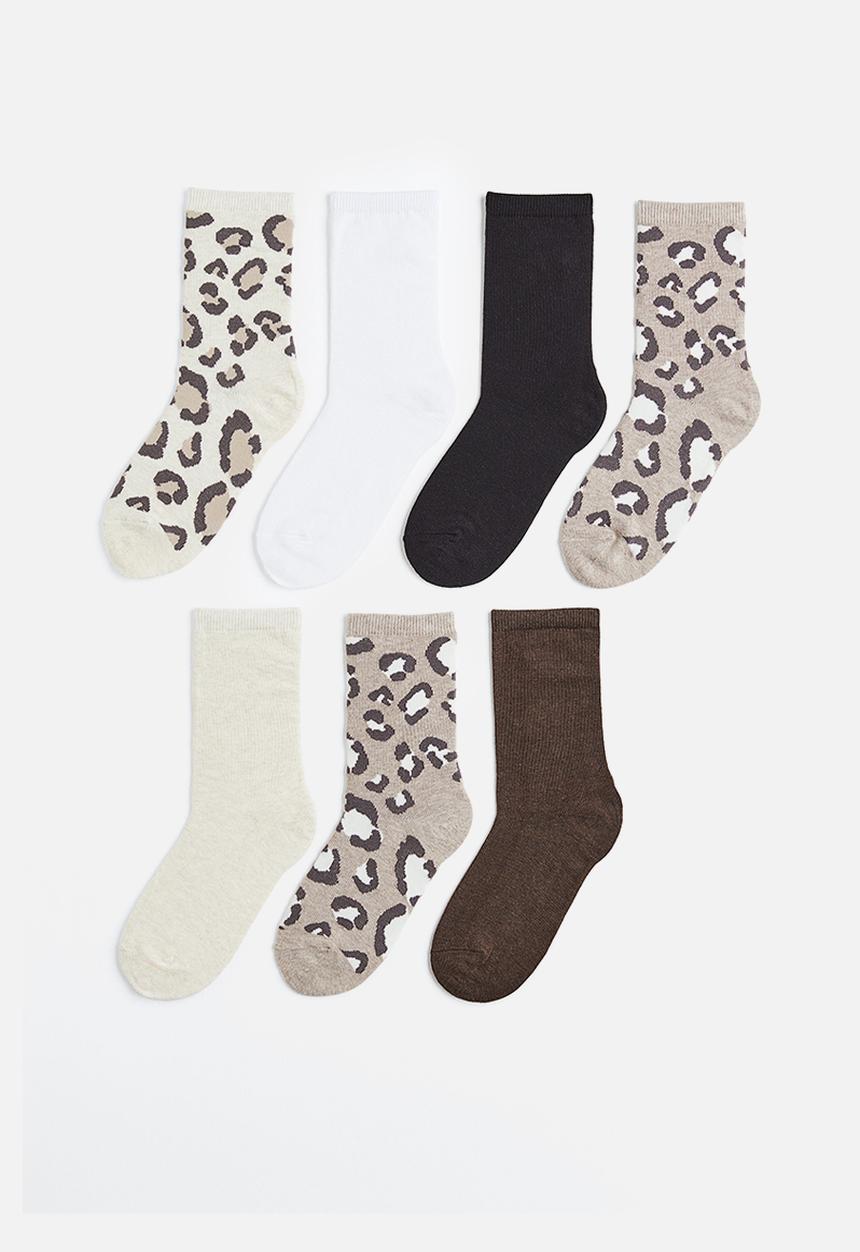 H&M - 7-pack socks - light beige/white/black