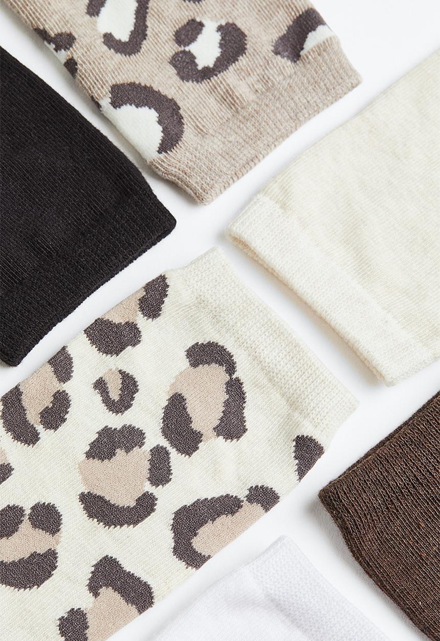 H&M - 7-pack socks - light beige/white/black