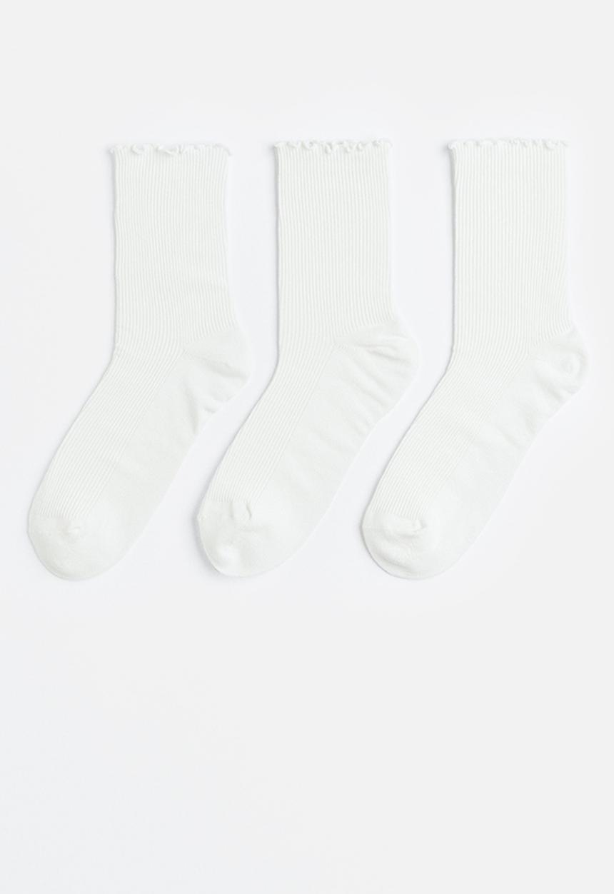 H&M - 3-pack rib-knit socks - white