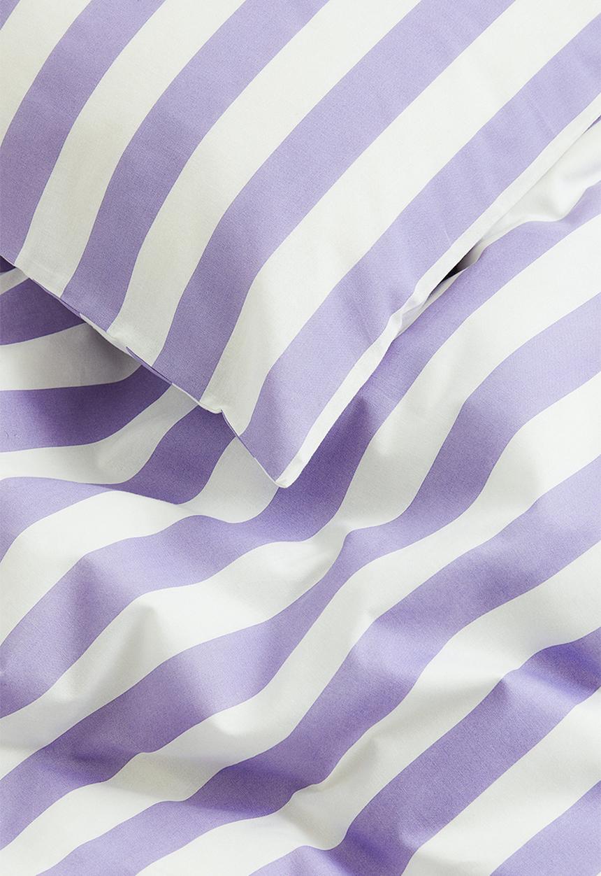 H&M - Striped single duvet cover set - light purple/striped