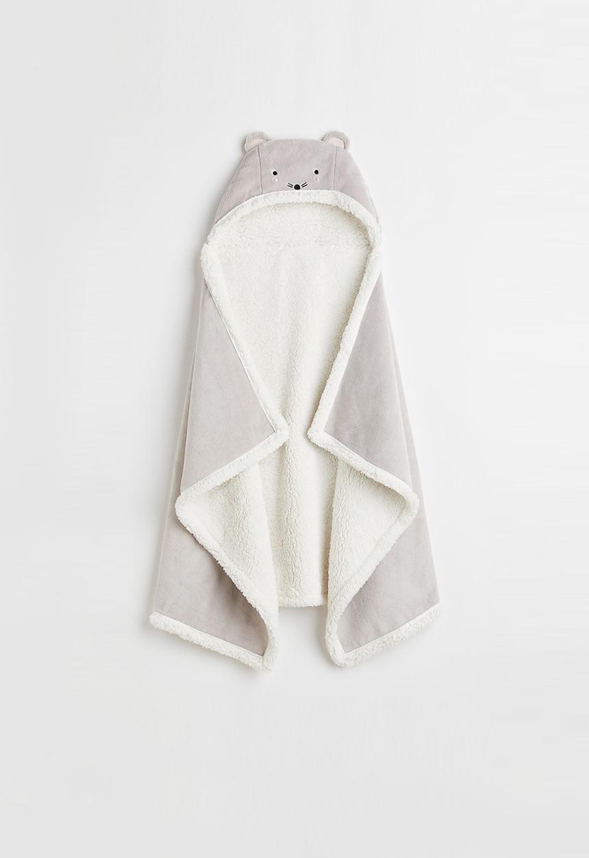 H&M - Hooded pile blanket - light grey/mouse