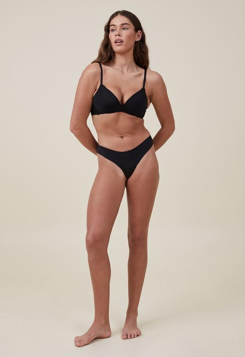 Cotton On - Everyday lace wirefree bra - black