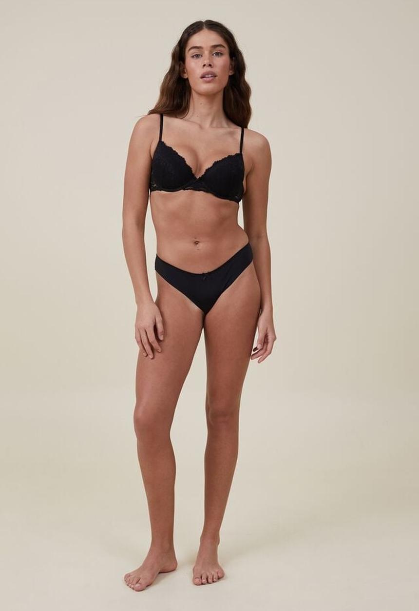 Cotton On - Everyday lace t-shirt bra - black
