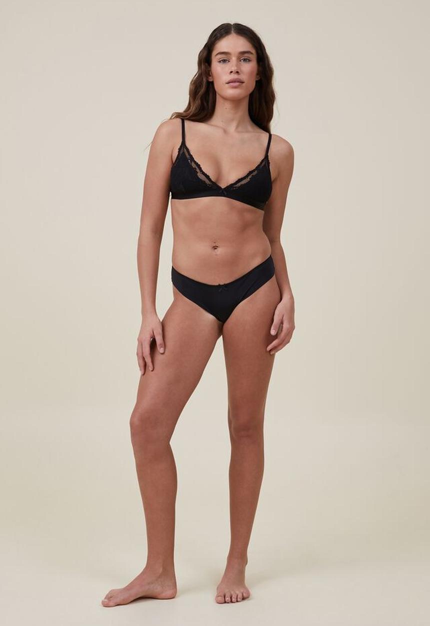 Cotton On - Everyday lace triangle padded bralette - black