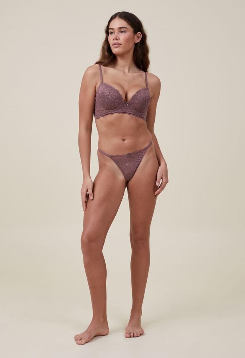 Cotton On - Everyday lace longline push up 2 bra - rose taupe