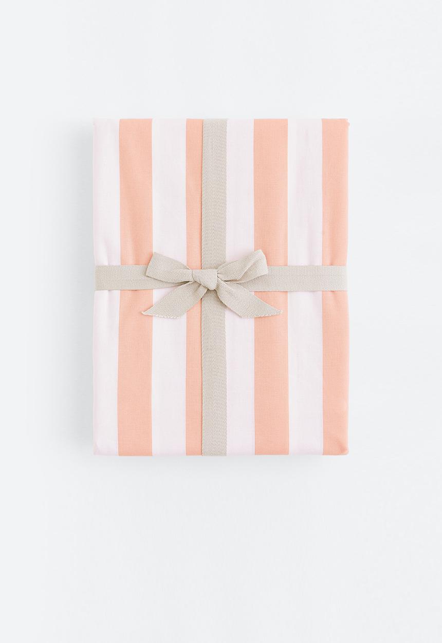 H&M - Striped double duvet cover set - light orange/striped