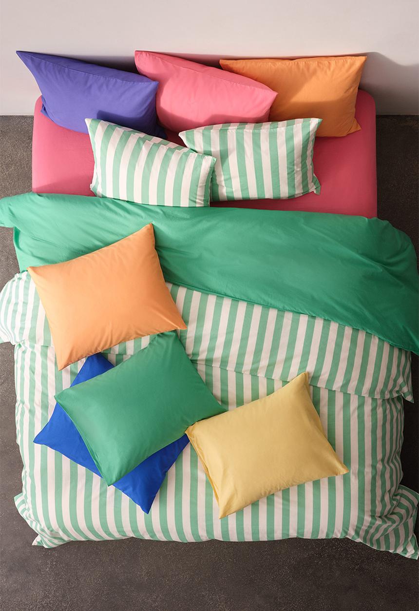 H&M - Striped double duvet cover set - light green/striped