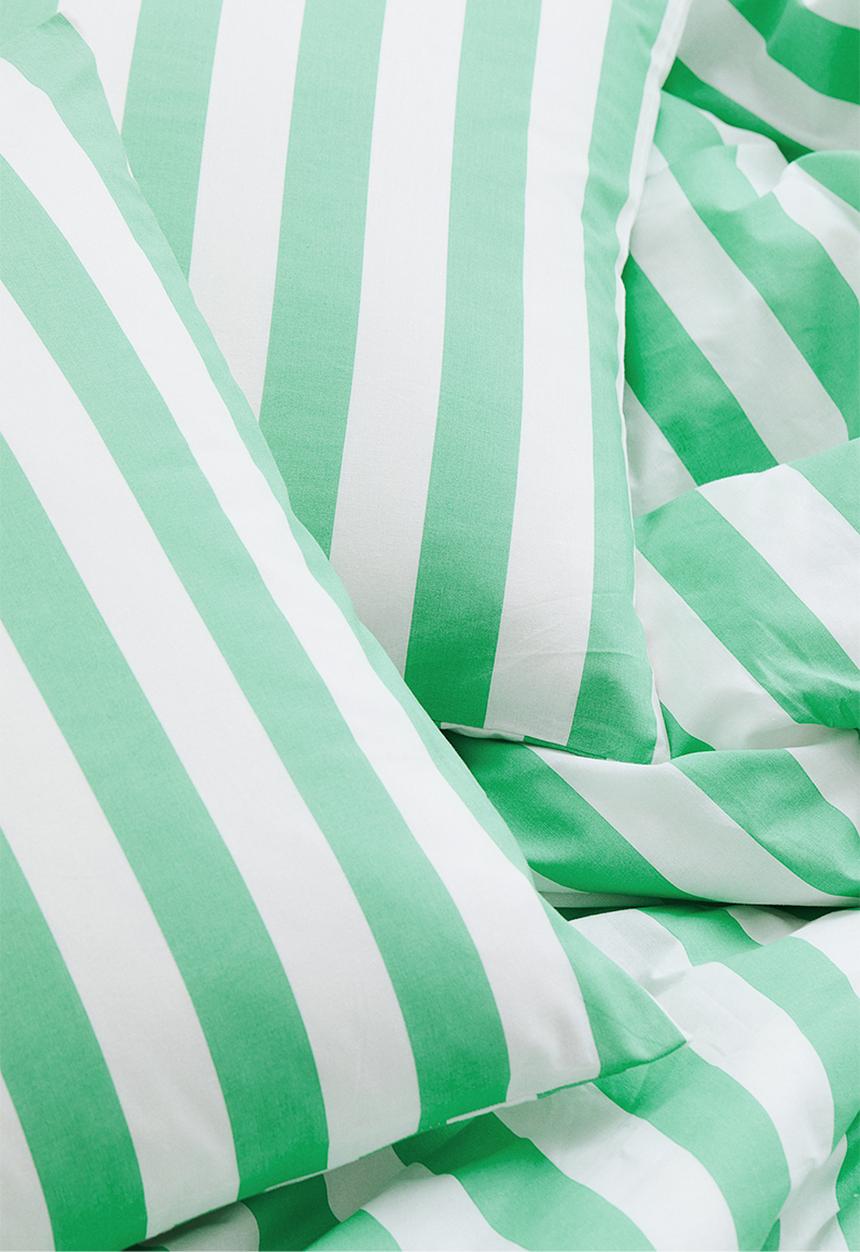 H&M - Striped double duvet cover set - light green/striped