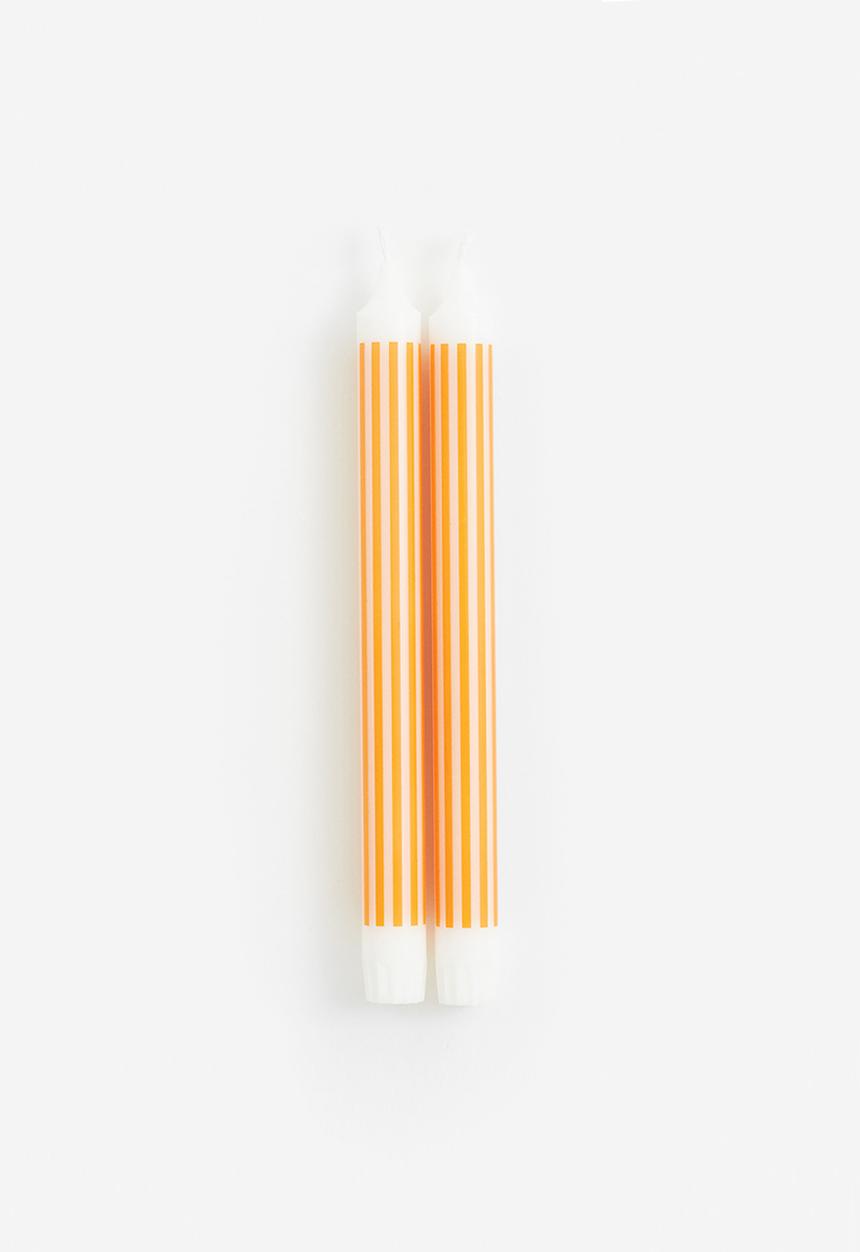 H&M - 2-pack striped candles - yellow