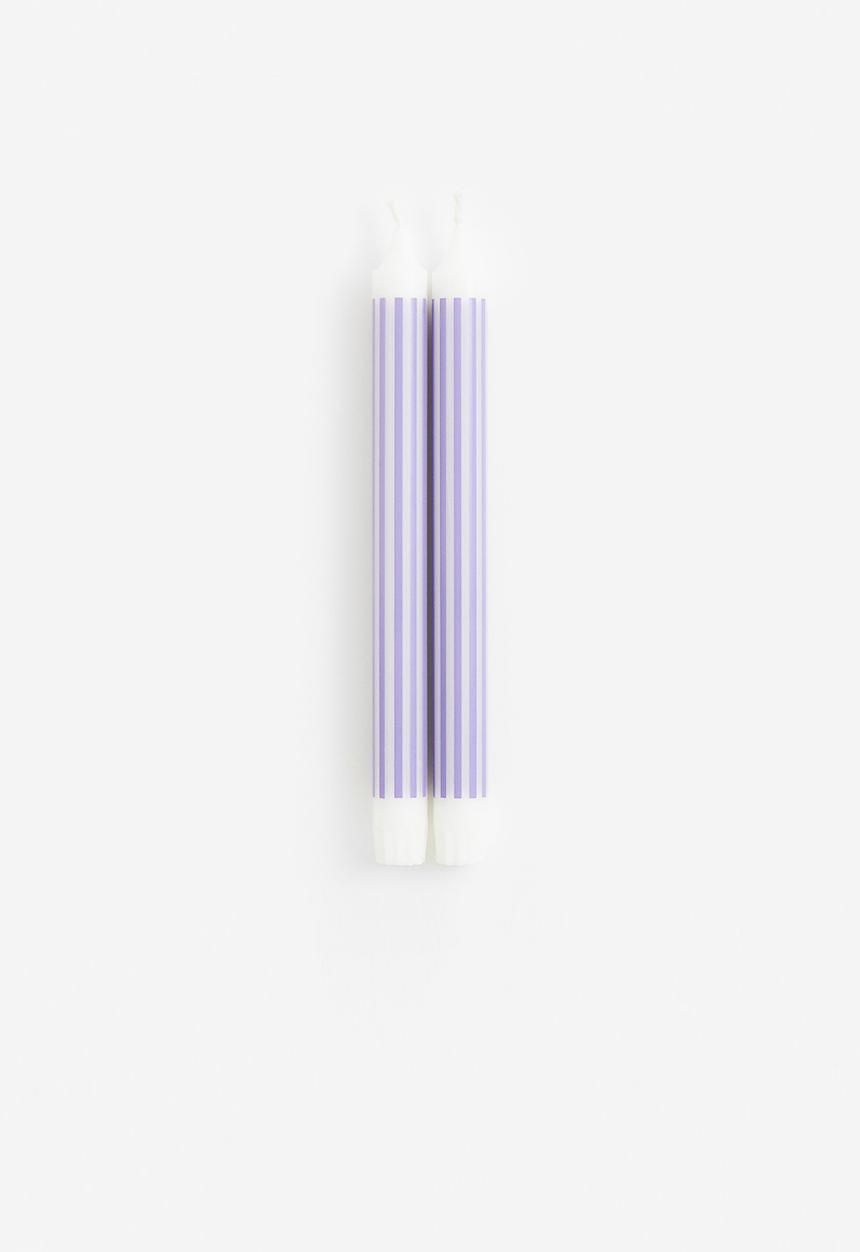 H&M - 2-pack striped candles - light purple